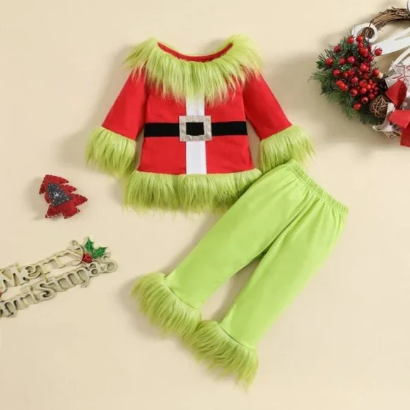 Grinch Who Stole Christmas Girls Boys Halloween Costume Outfit Set